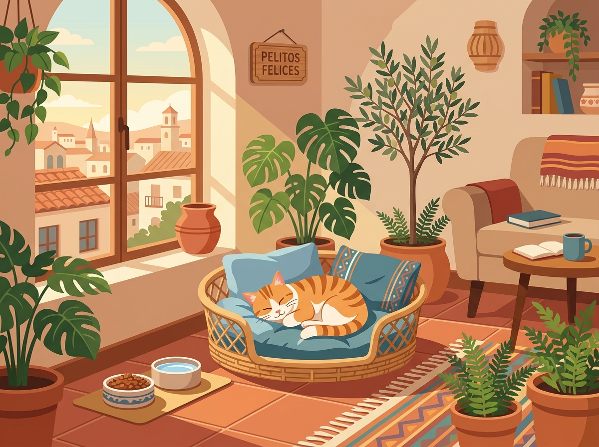 Gato descansando relajado en su hogar